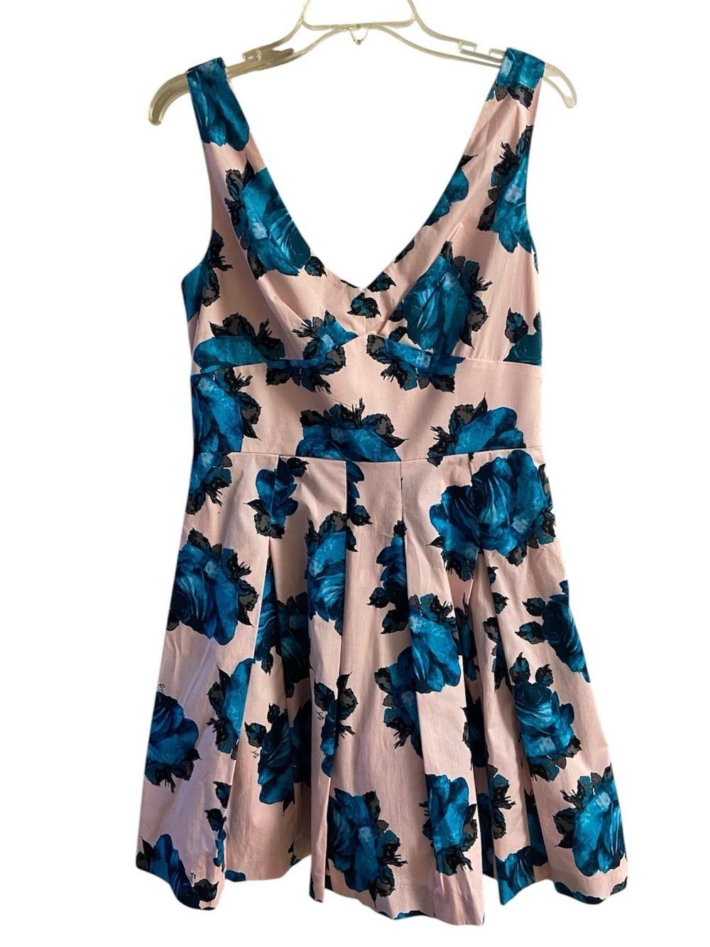 Betsey Johnson Pink Dress with Teal Blue Floral Print Sz 10